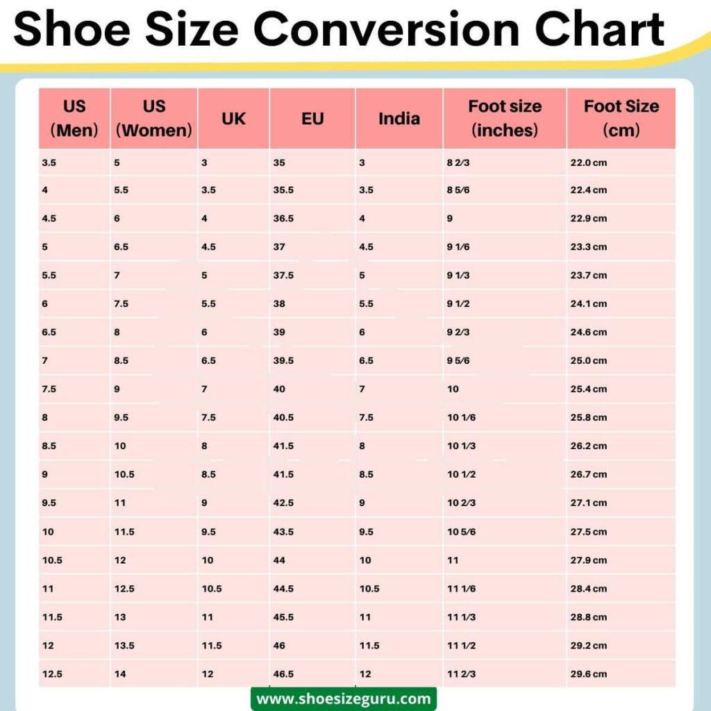 8 5 Shoe Size In Cm