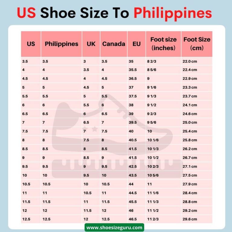 Is US Shoe Size Same as Philippines? (With size charts)