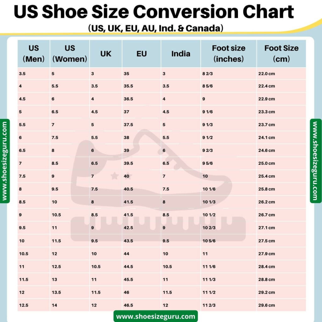 US Shoe Size Conversion Chart » UK EURO AU China