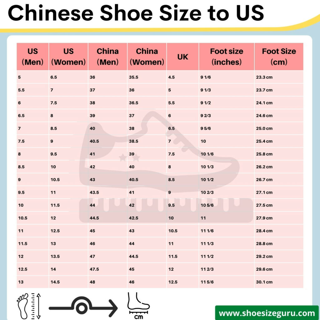 Chinese Shoe Size to US Conversion Chart Guide