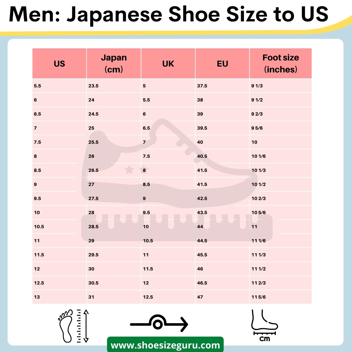 Japanese Shoe Size to US (Sizing Guide + Charts)