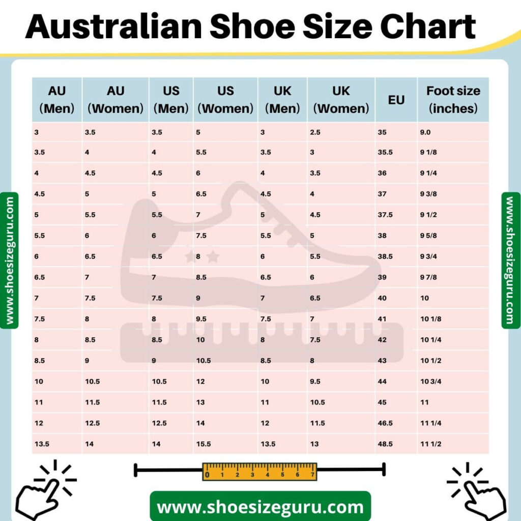 Australian shoe size conversion chart