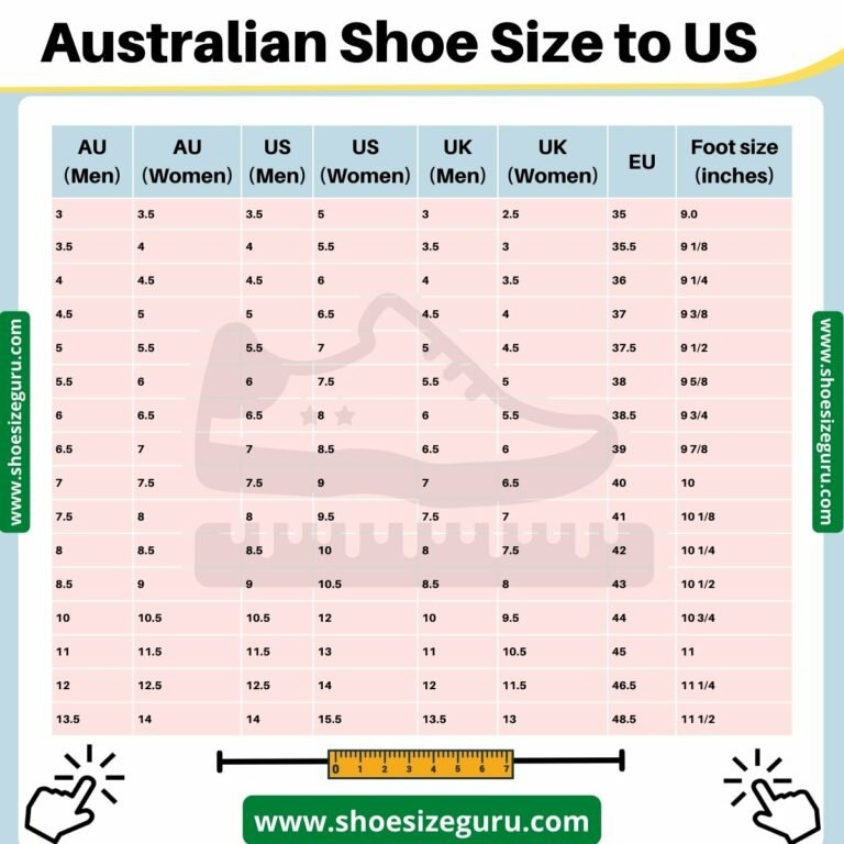 Australian Shoe Size To US Conversion Chart Guide 