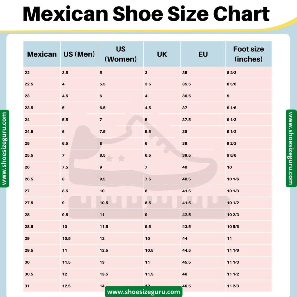 Mexican Shoe Size Charts: Conversion Measurements, 55% OFF