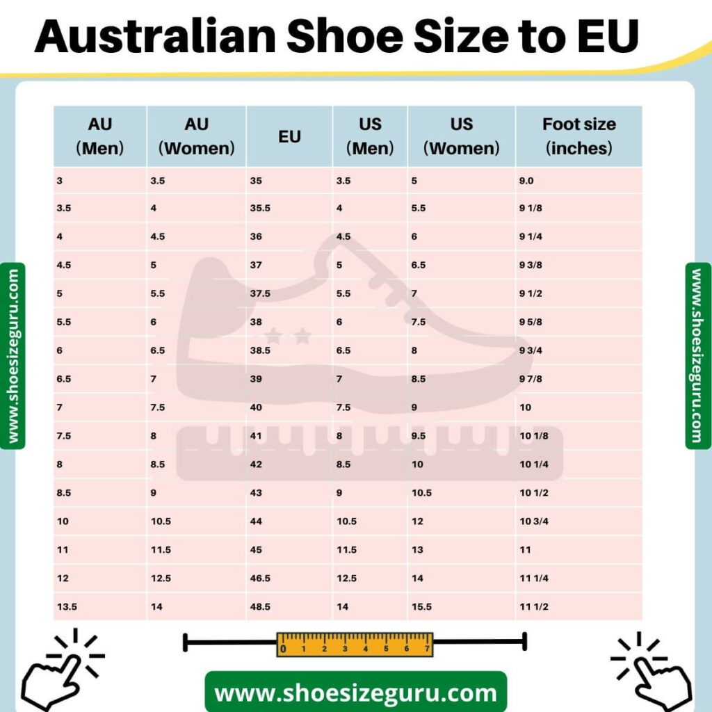 australian shoe size to eu