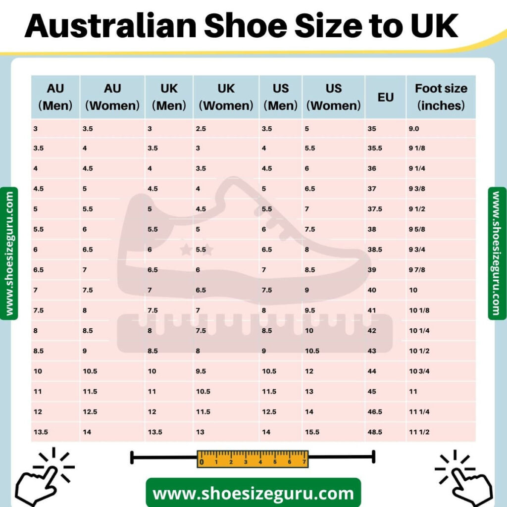 Us aus shoe size on sale chart