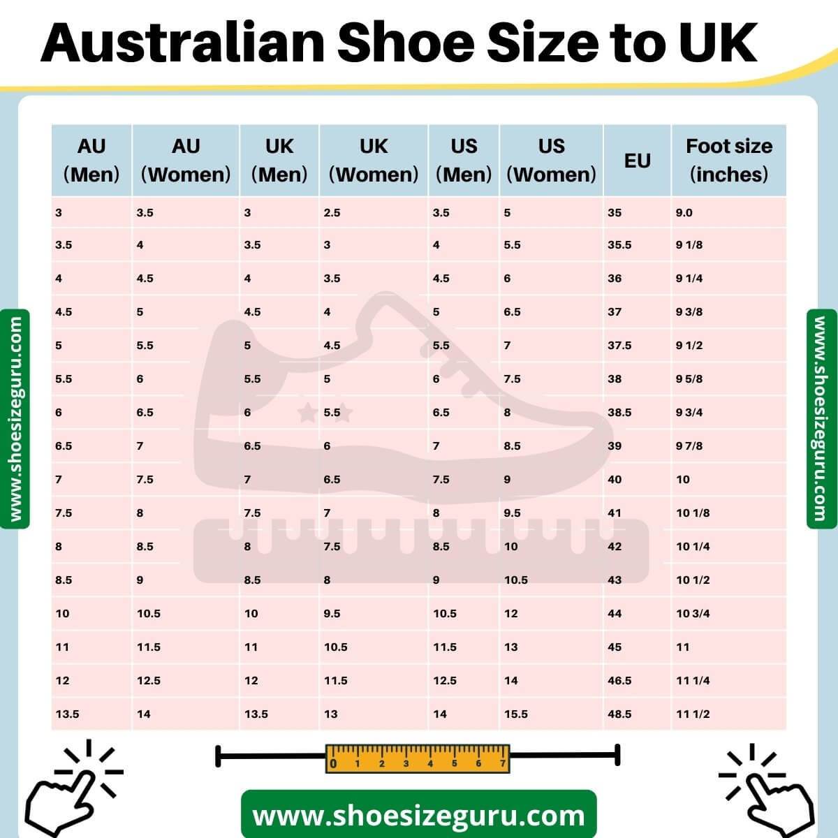 Aus Size 8 To Uk Shoes