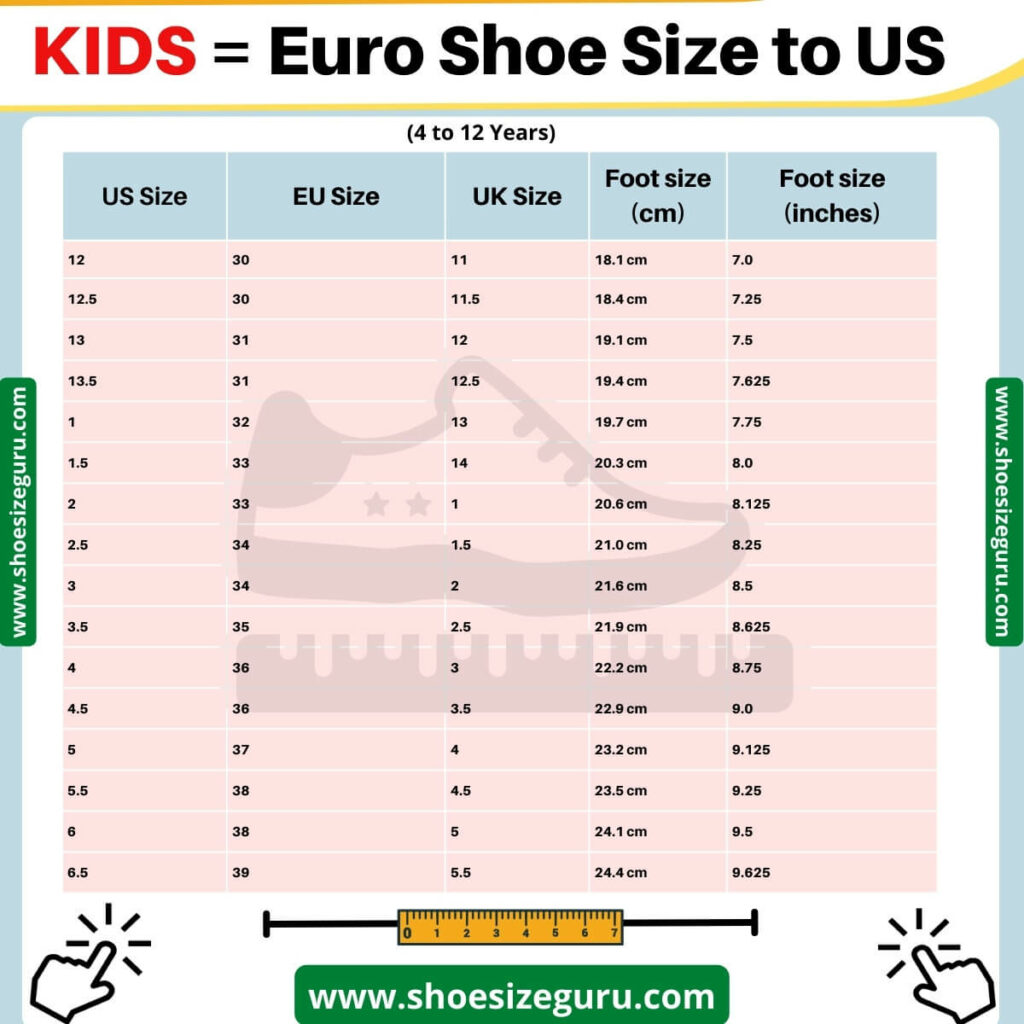 Euro Shoe Size to US Kids