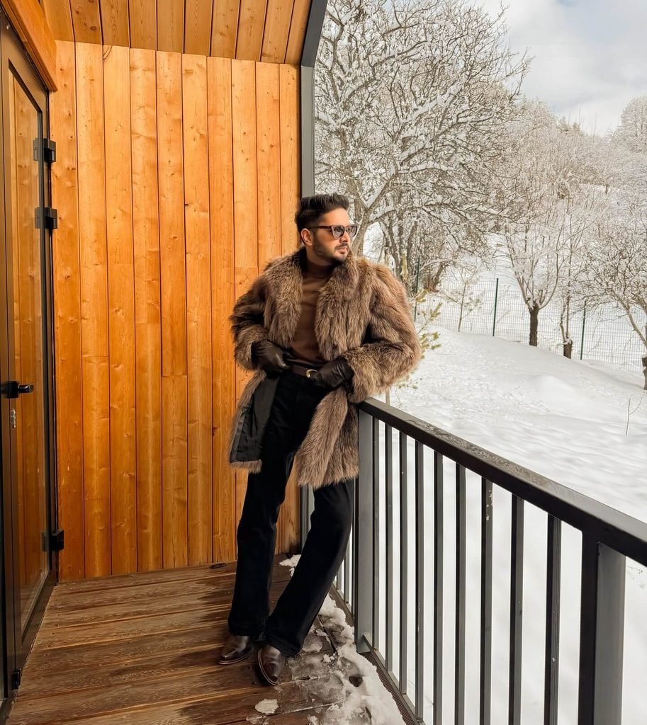 The Brown Fur Coat and Black Trousers Outfit