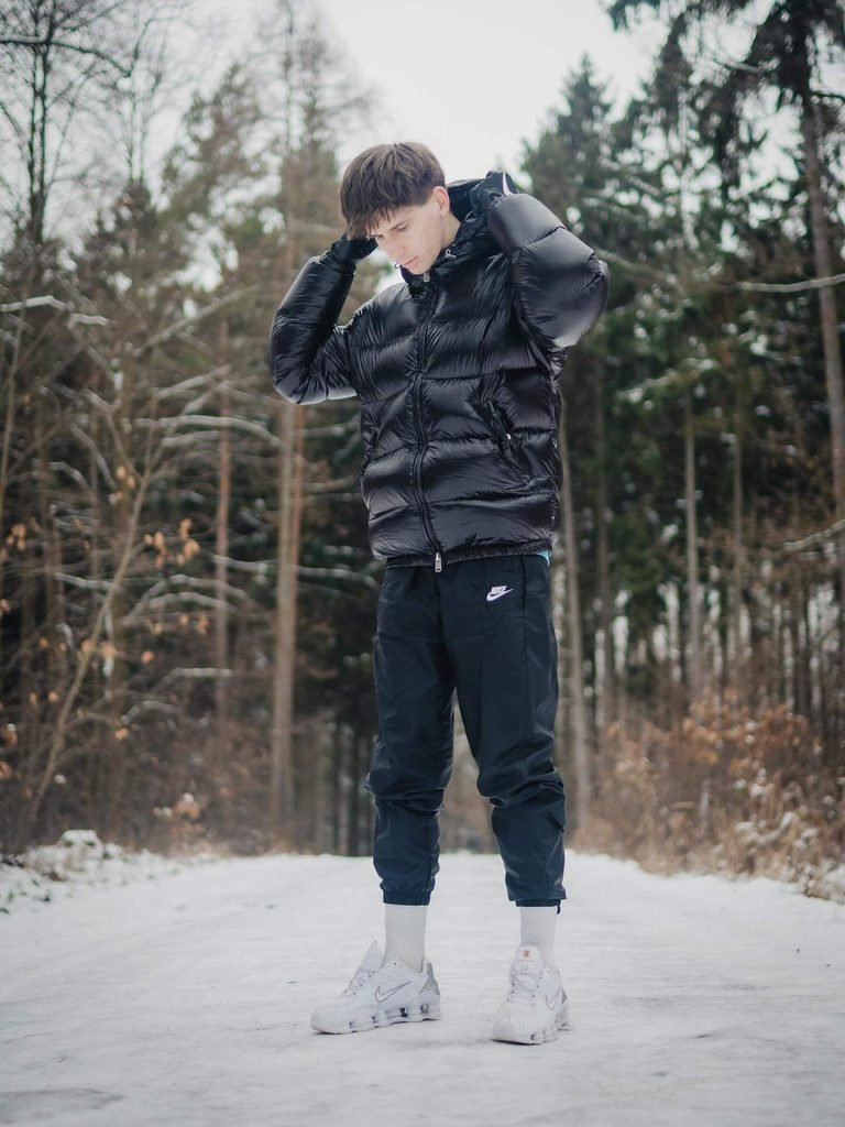 The Black Puffer Jacket and Joggers Outfit